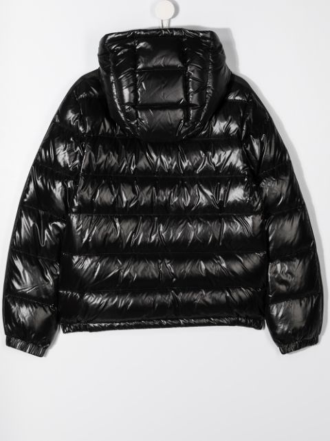 Download Black Moncler Kids TEEN shiny puffer jacket ...