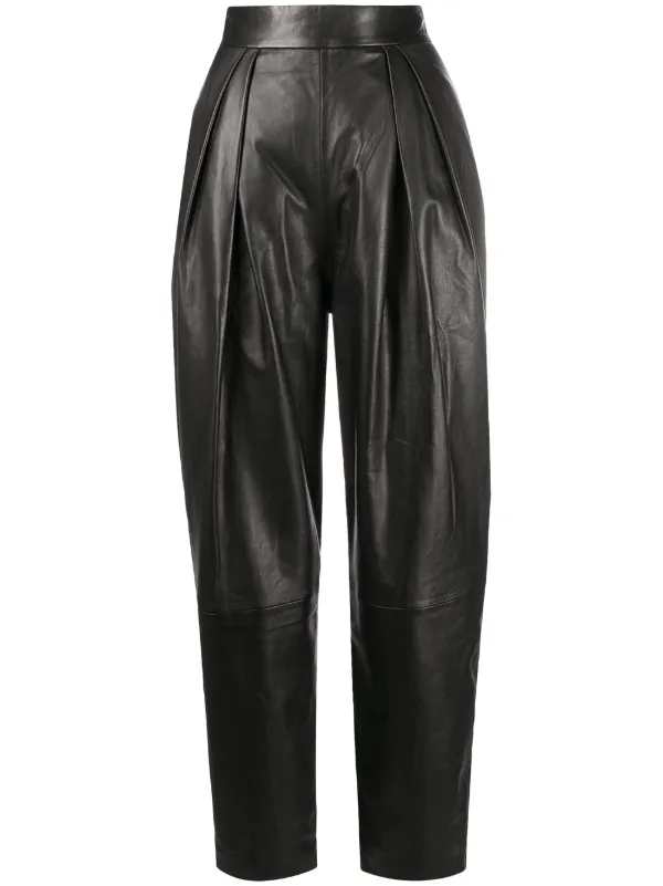 leather tapered trousers