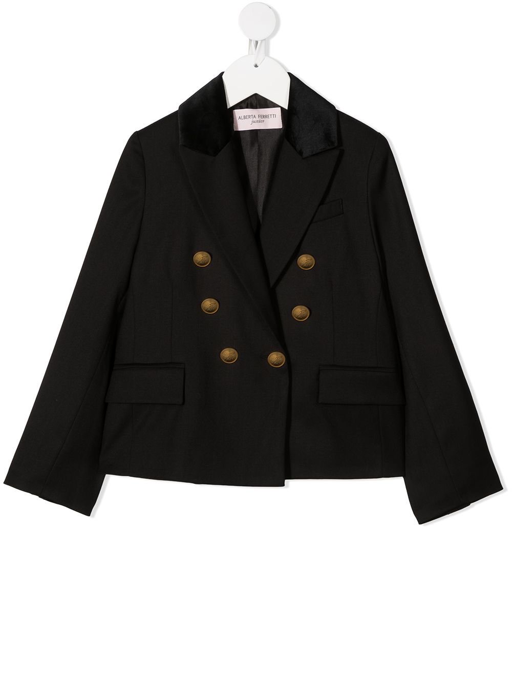 фото Alberta ferretti kids velvet-panel double breasted blazer