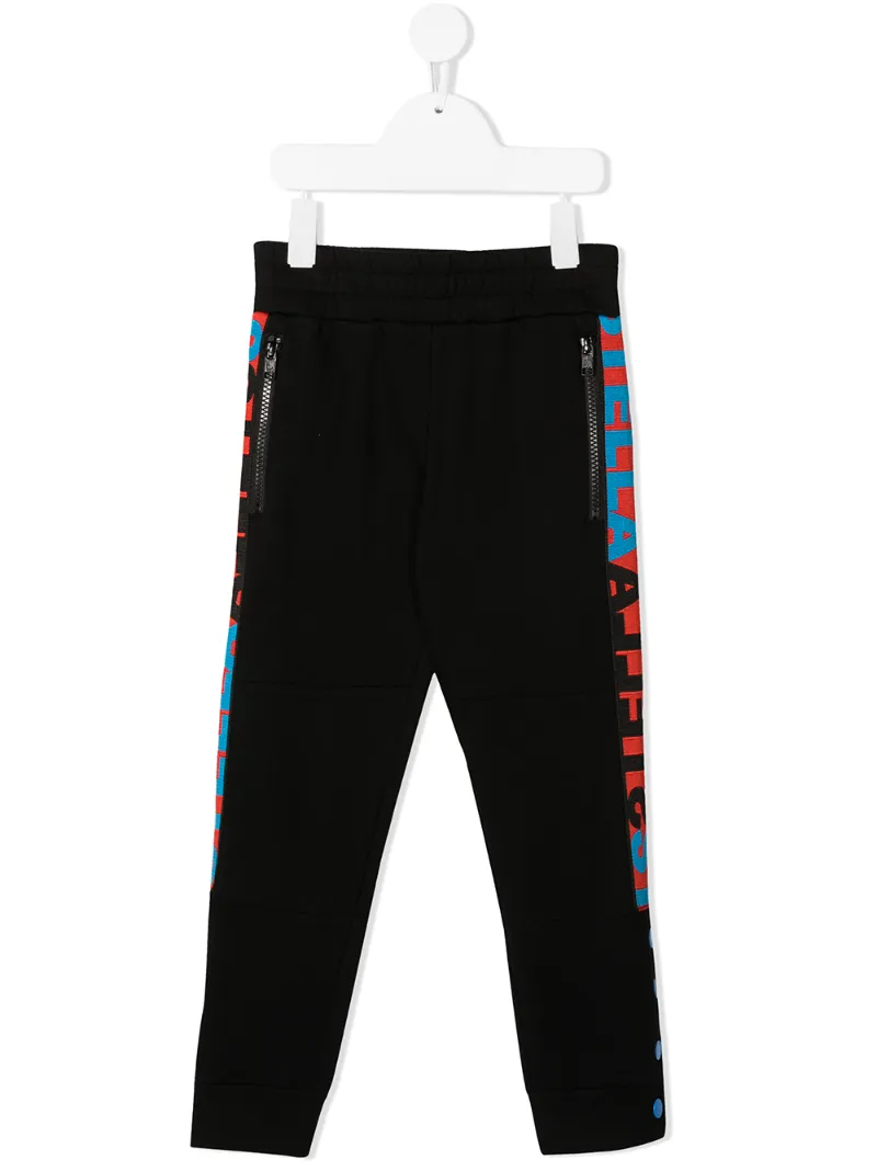 Stella Mccartney Kids' Logo Organic Cotton Jogging Bottoms In Black