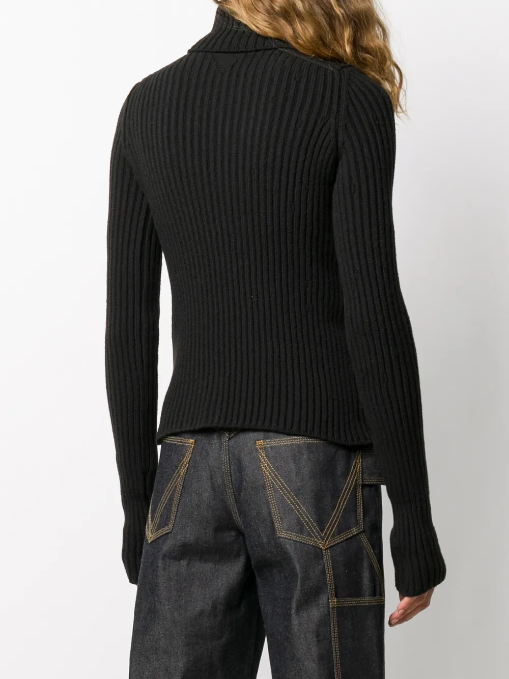 Shop Bottega Veneta Roll-neck Ribbed Jumper In Brown