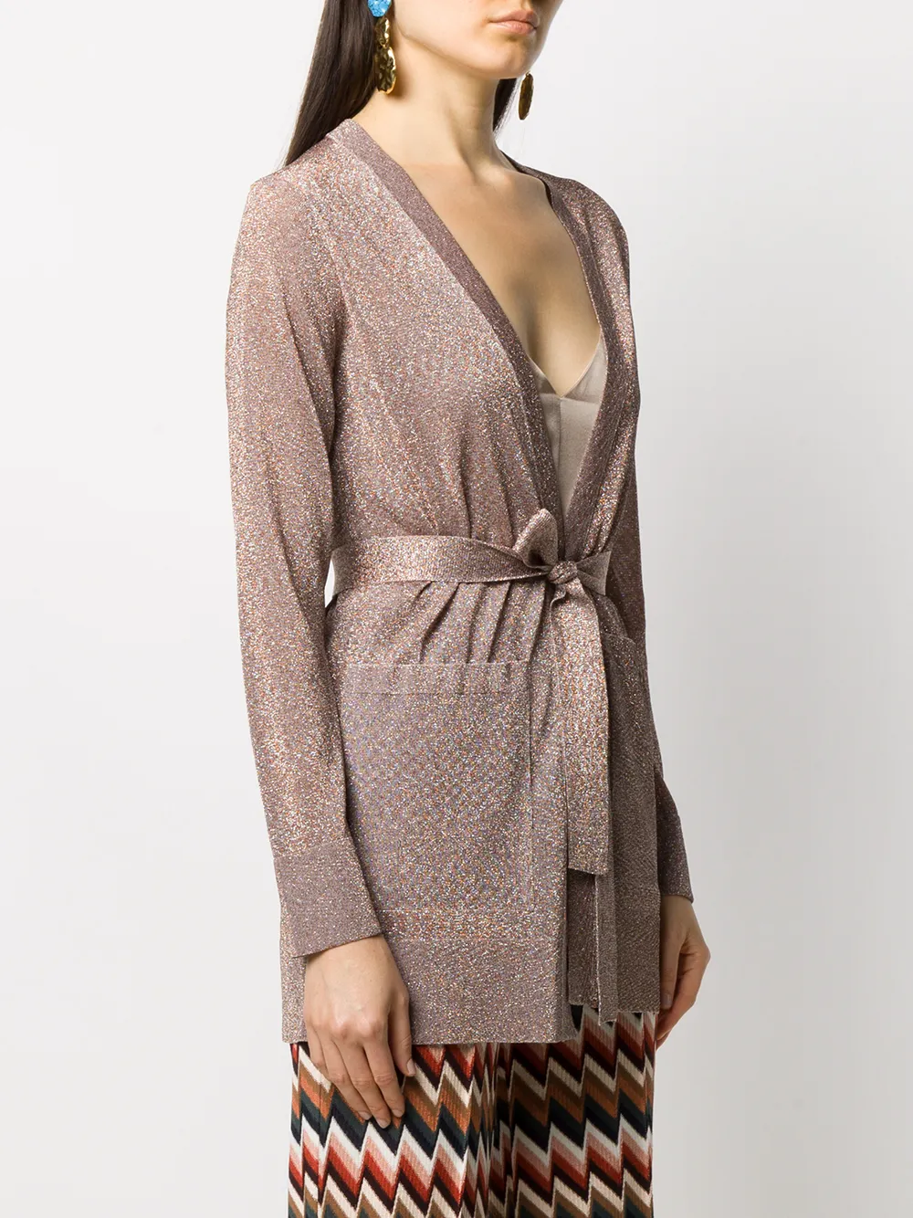 metallic cardigan dress