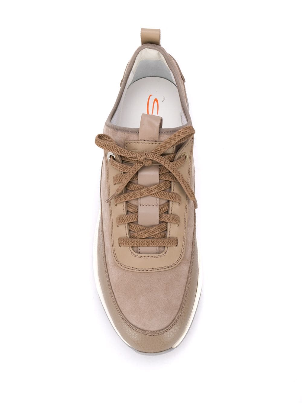 Shop Santoni Panelled Lace-up Sneakers In Brown