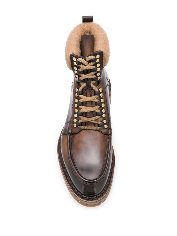 santoni lace up boots