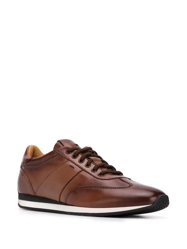 Shop Santoni low lace-up sneakers with 