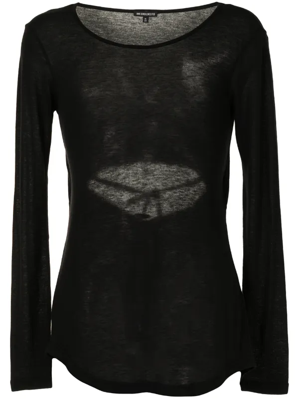semi sheer long sleeve top