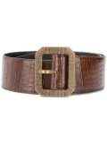 Saint Laurent crocodile-embossed square corset belt - Brown