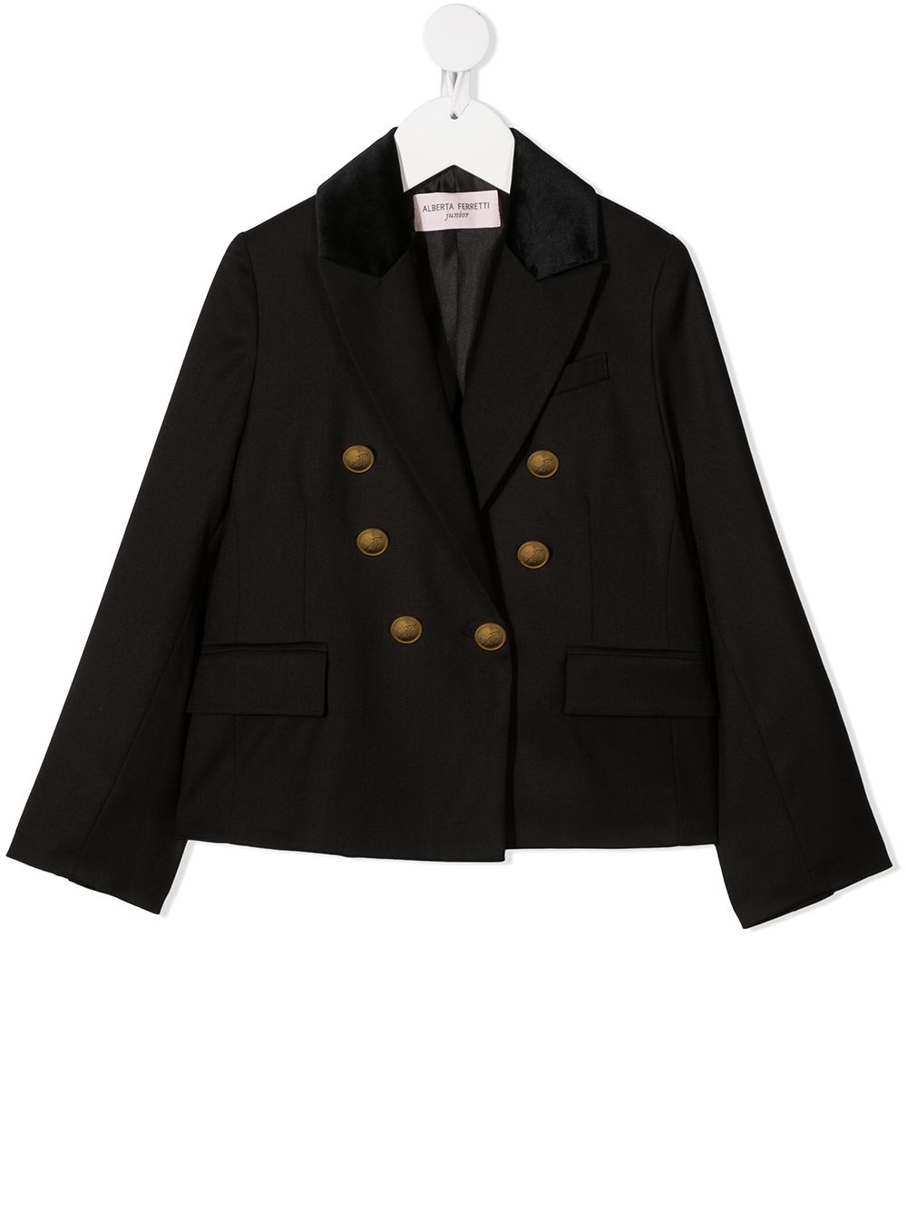 фото Alberta ferretti kids teen velvet-panel double breasted blazer