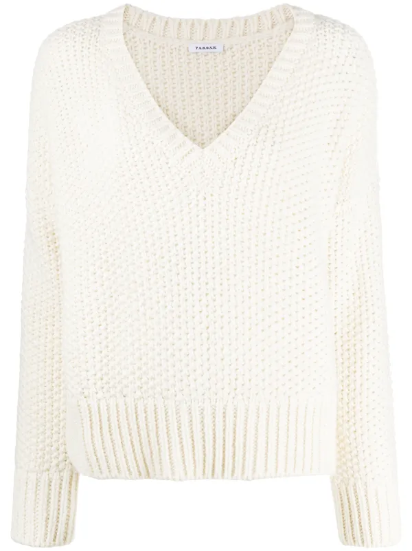 v neck chunky knit jumper