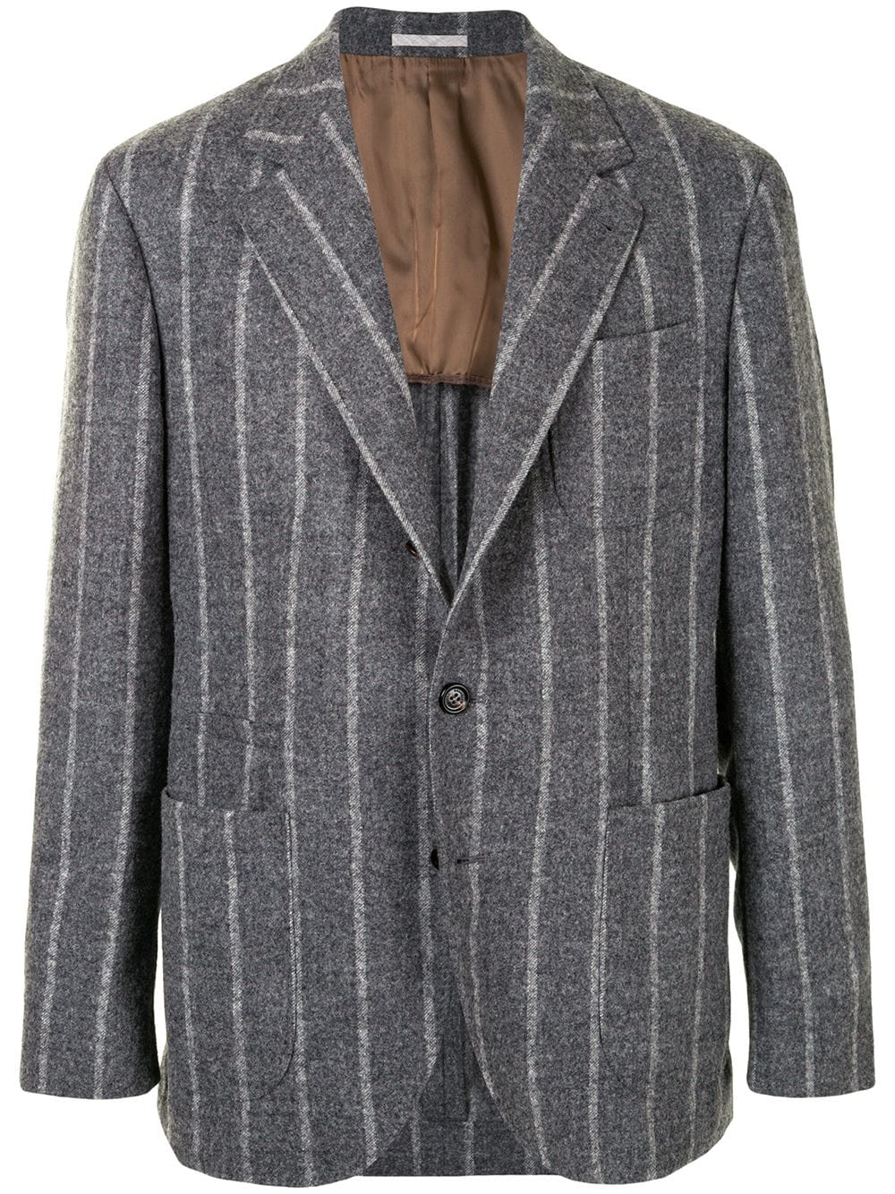 Brunello Cucinelli Striped Blazer In Grey
