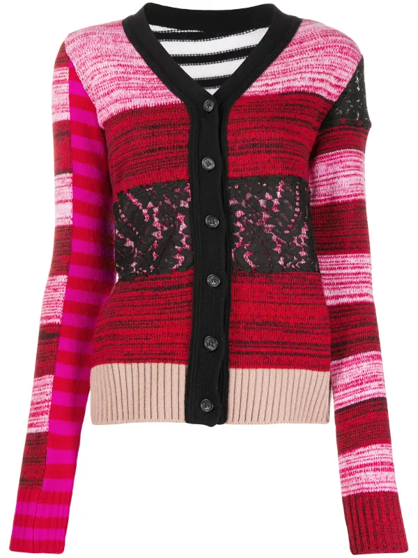 red and pink cardigan