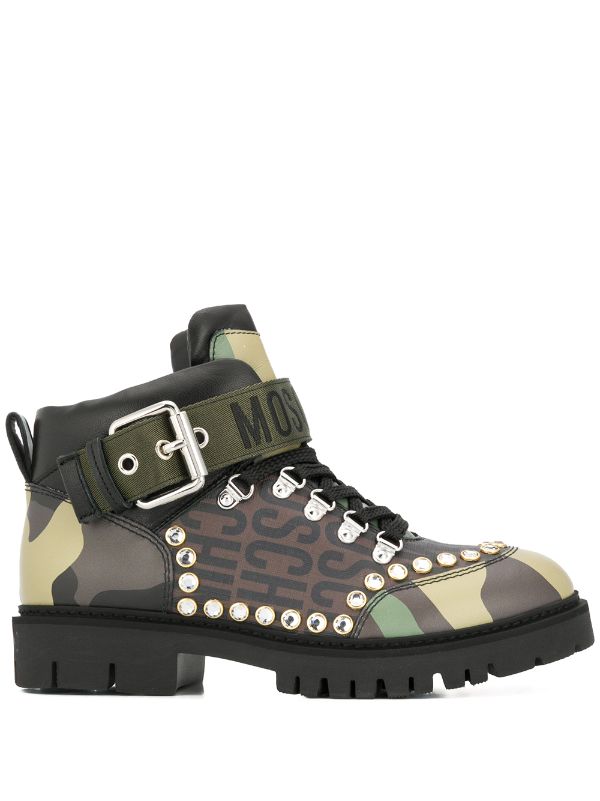 Moschino studded camouflage boots 