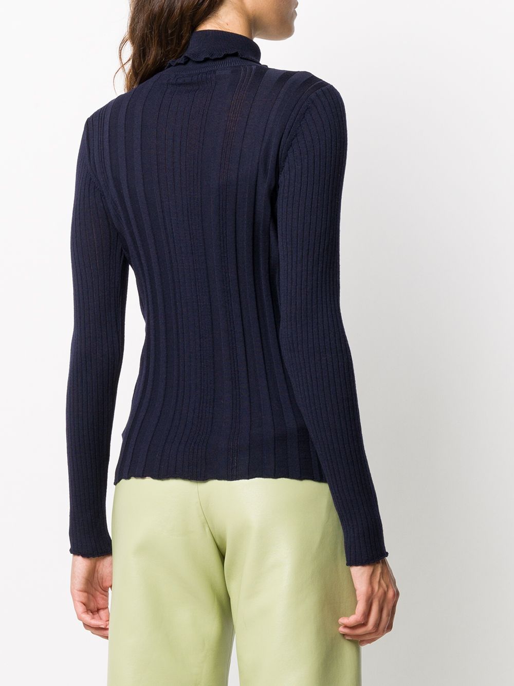 фото Courrèges свитер в рубчик с высоким воротником и оборками