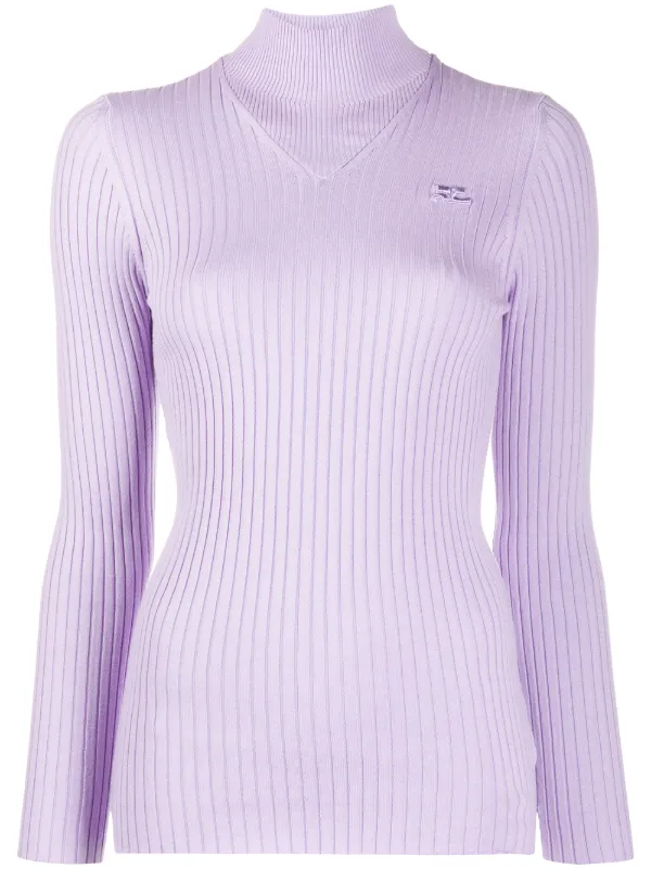 purple ribbed sweater