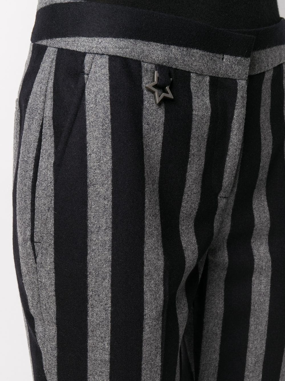 Shop Lorena Antoniazzi Striped Peg Trousers In Black