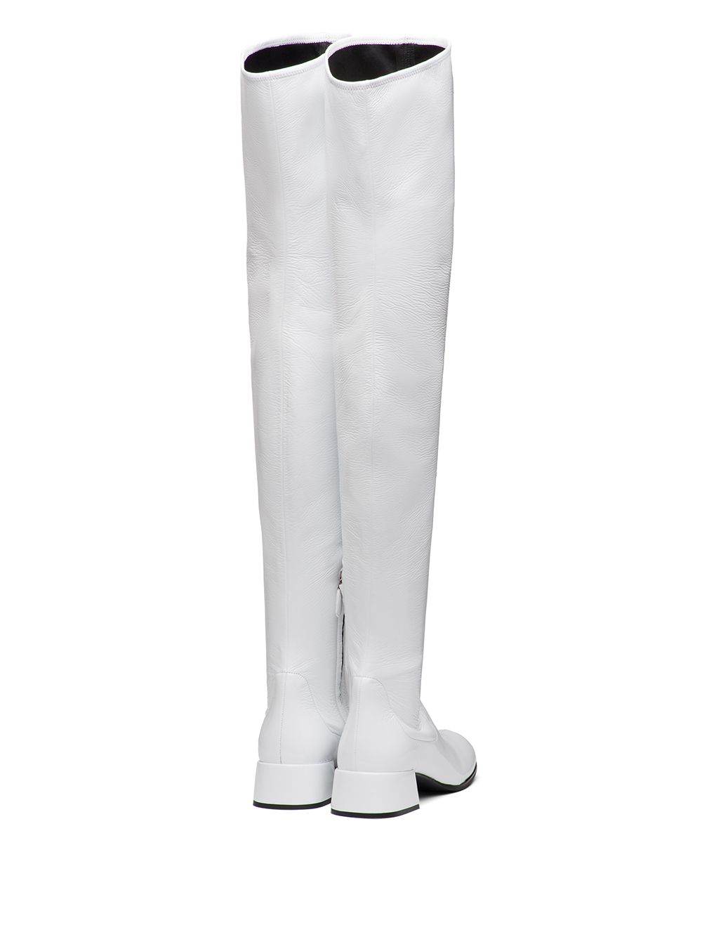 Shop Prada Technical Thigh-high Boots In White