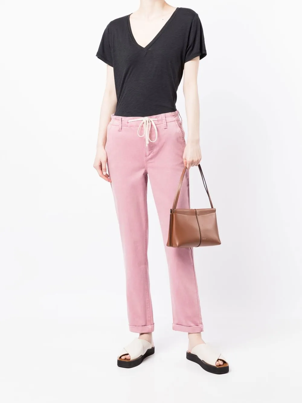 PAIGE T-shirt met V-hals - Zwart