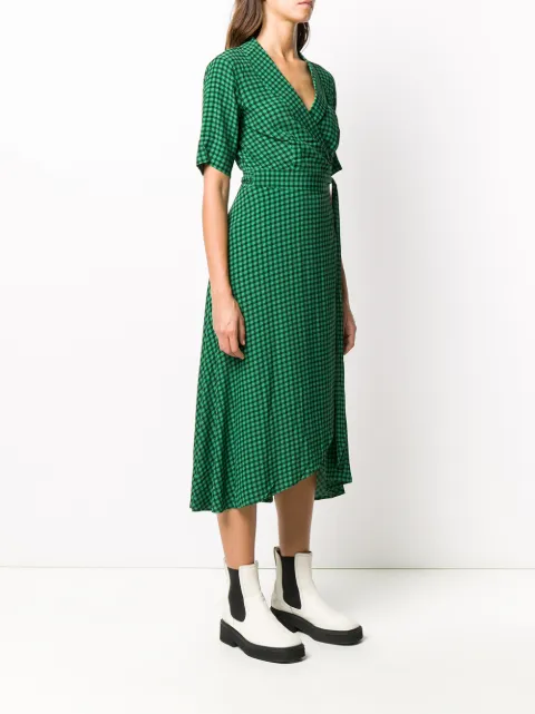 GANNI gingham-print Wrap mid-length 
