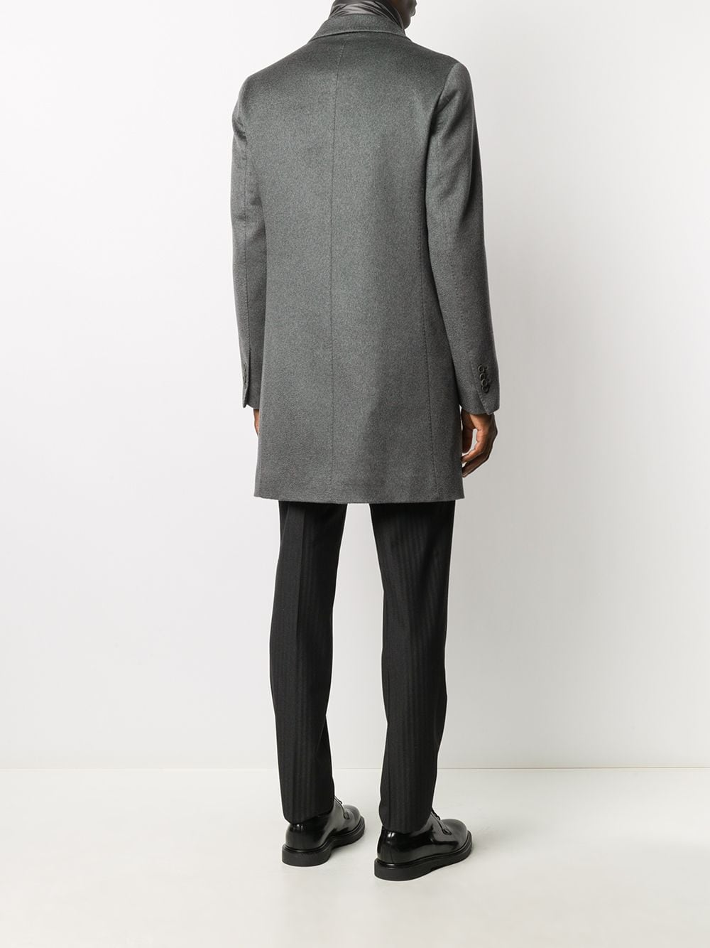 Shop Herno Single-breasted Layered Coat In Grey