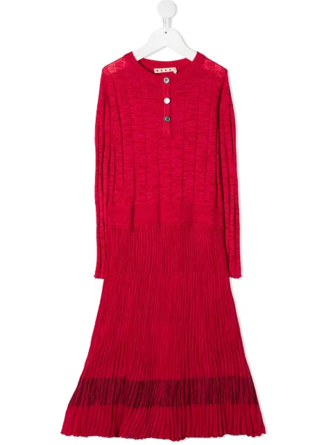 Marni Kids فستان ميدي منسوج بحياكة مضلعة