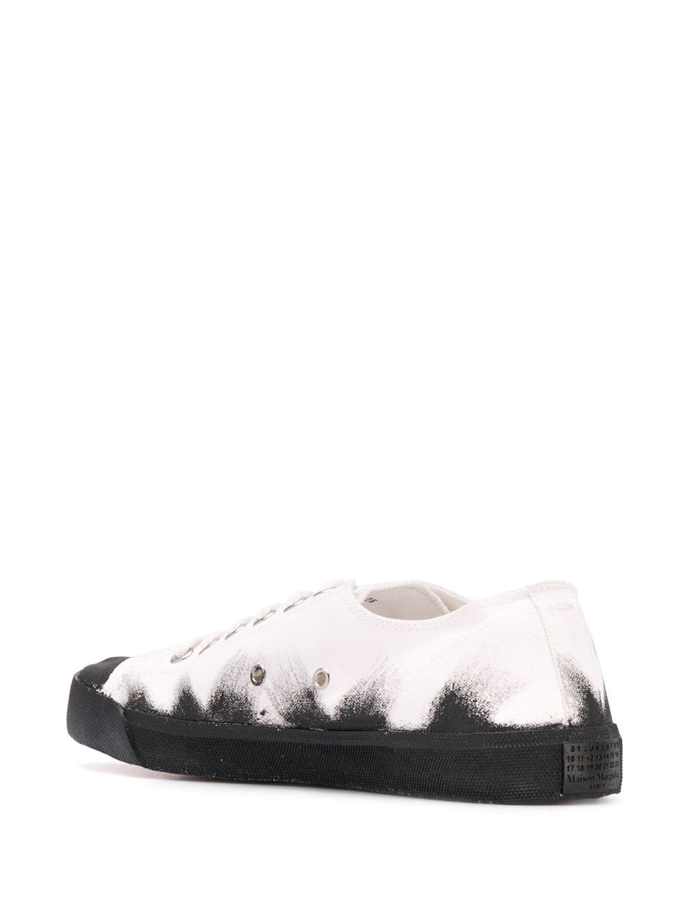 Shop Maison Margiela Tabi-toe Sprayed-effect Sneakers In White