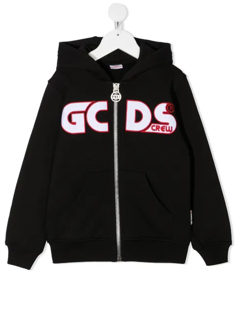 Gcds Kids logo zip-up hoodie