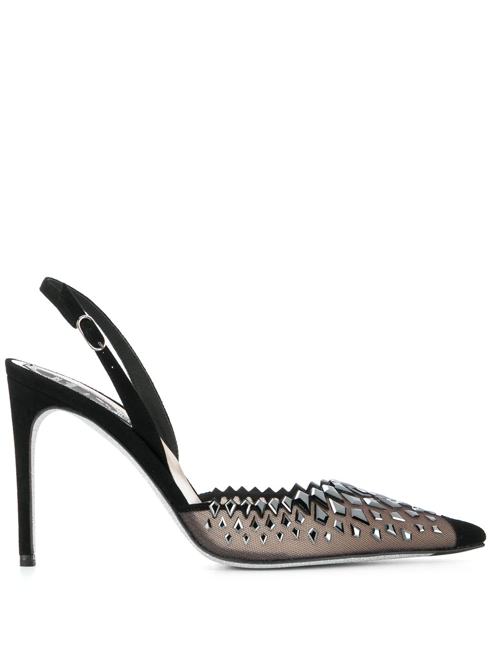 фото René caovilla rhinestone-embellished slingback pumps