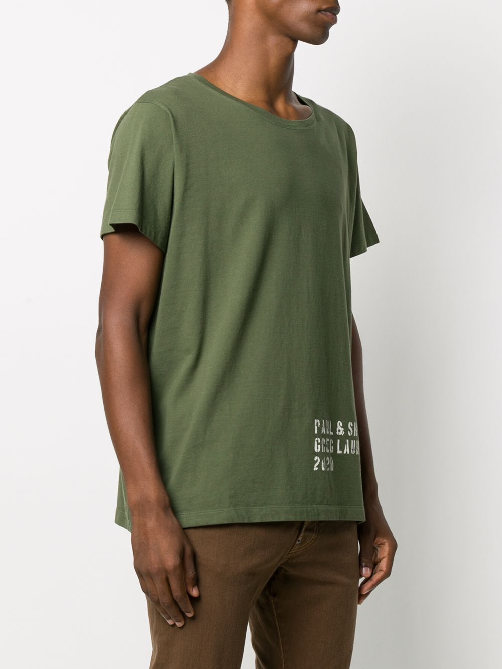 GREG LAUREN X PAUL & SHARK LOGO PRINT T-SHIRT