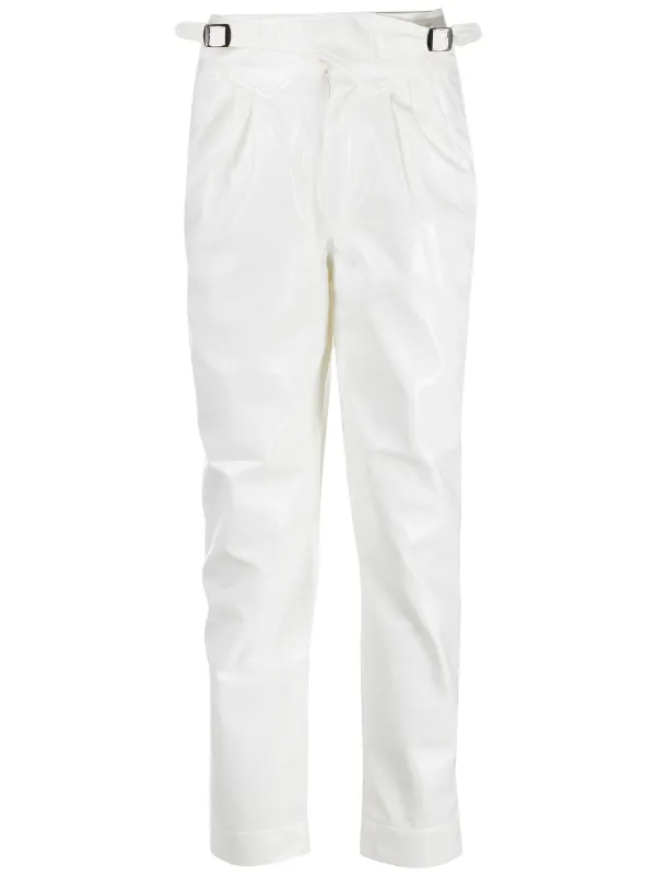 white high waisted tapered trousers