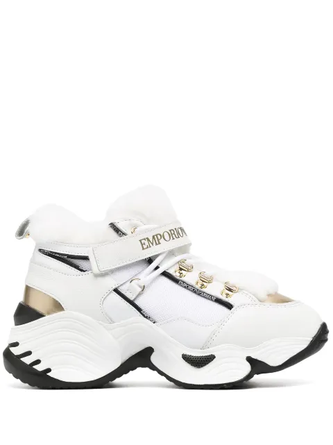 lace up chunky high top trainers