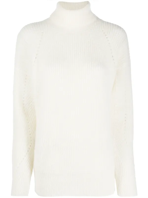 white roll neck knitted jumper