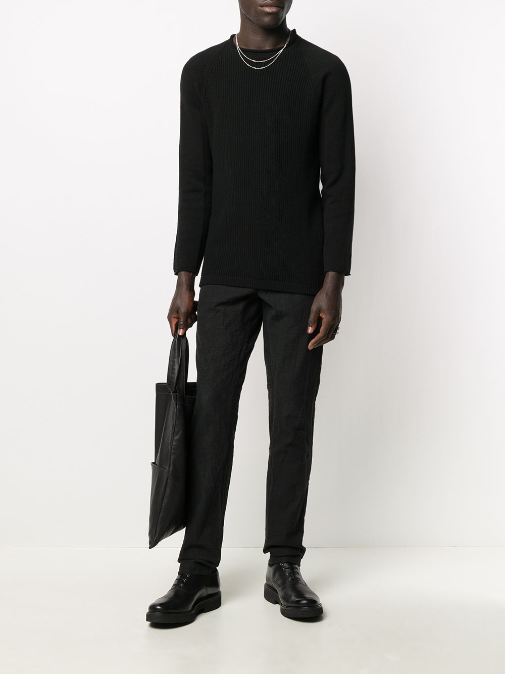 Shop Forme D'expression Fine-knit Long-sleeve Jumper In Black