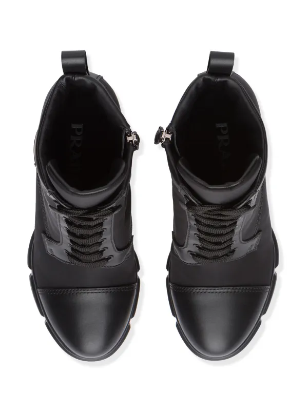 prada logo plaque boots