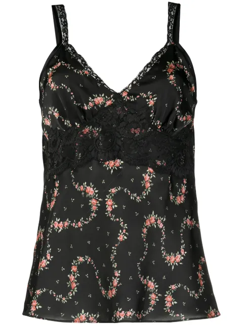 Paco Rabanne Flower Garland satin cami top