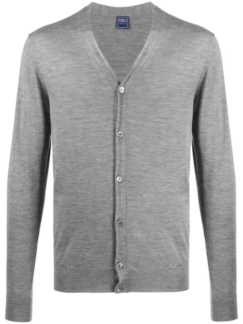 Fedeli V-neck ribbed knit cardigan