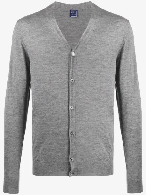 Fedeli V-neck ribbed knit cardigan