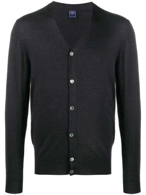 Fedeli V-neck ribbed knit cardigan