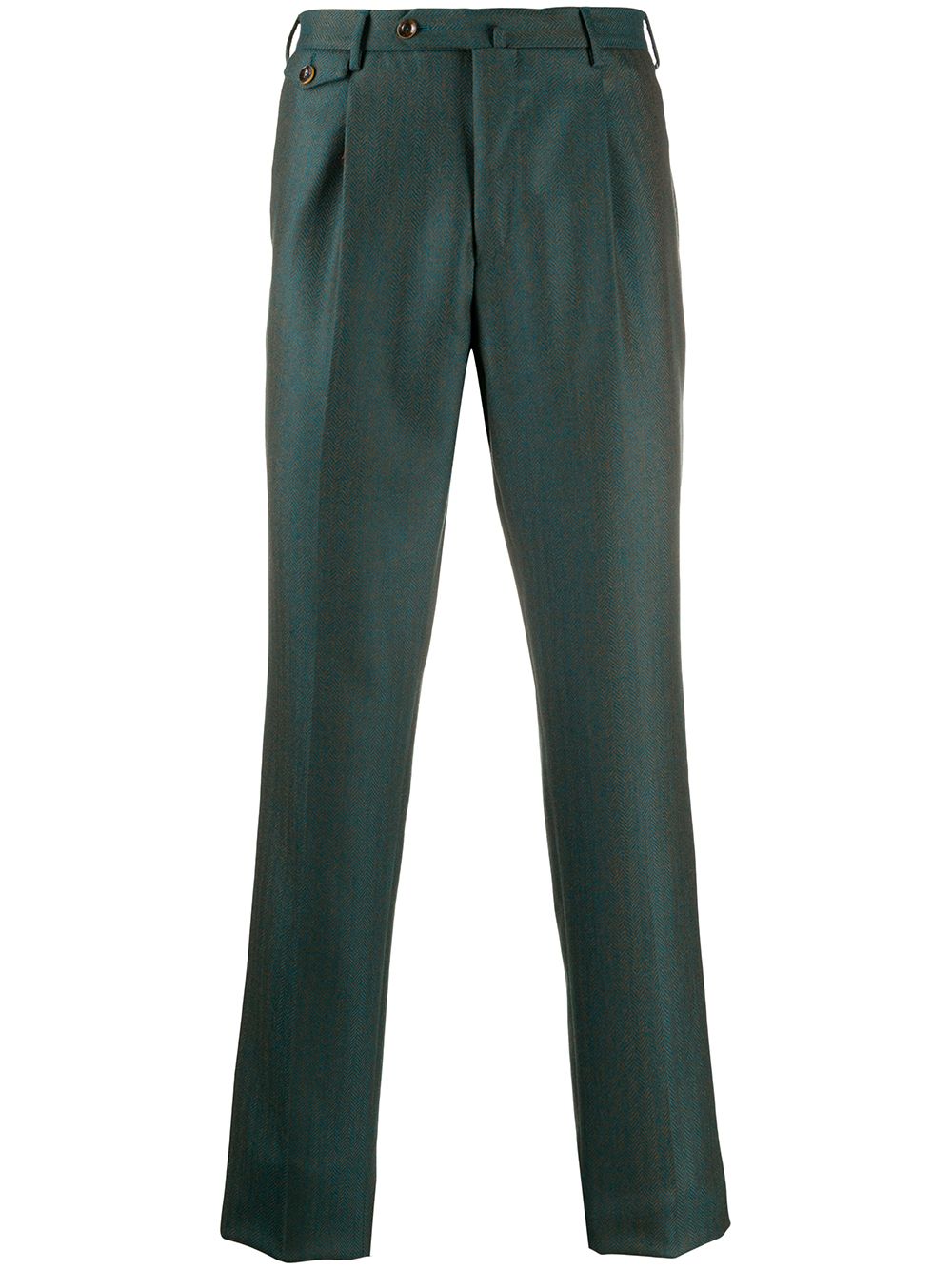 Pt01 Two-tone Herringbone Trousers In Green