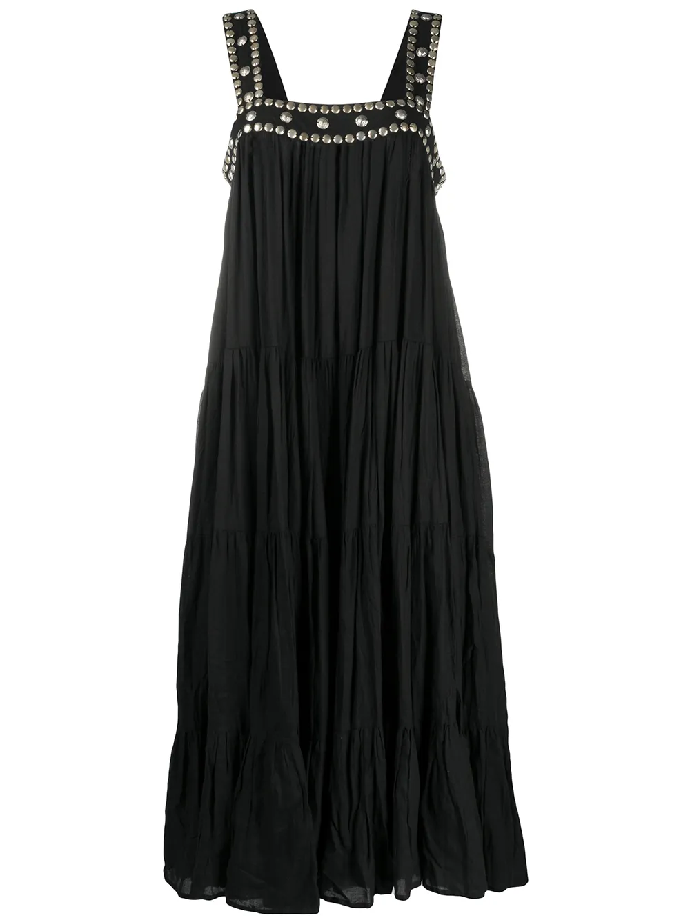 Mes Demoiselles stud-trimmed Tiered Midi Dress - Farfetch