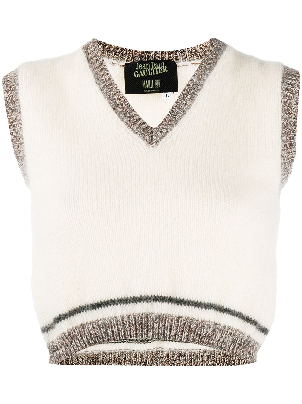 Pre-owned Jean Paul Gaultier 1990s Knitted Cropped Vest In Neutrals