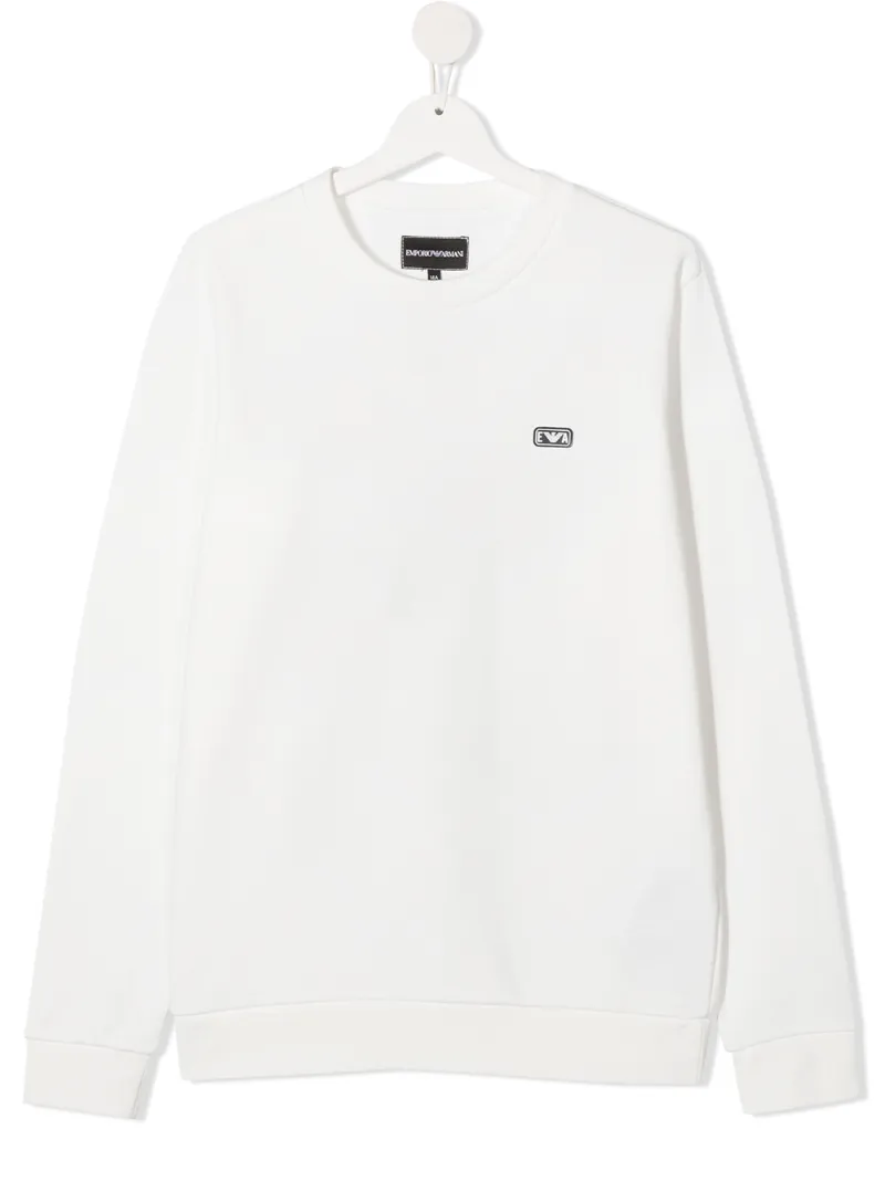 Emporio Armani Teen Embroidered Logo Sweatshirt In White