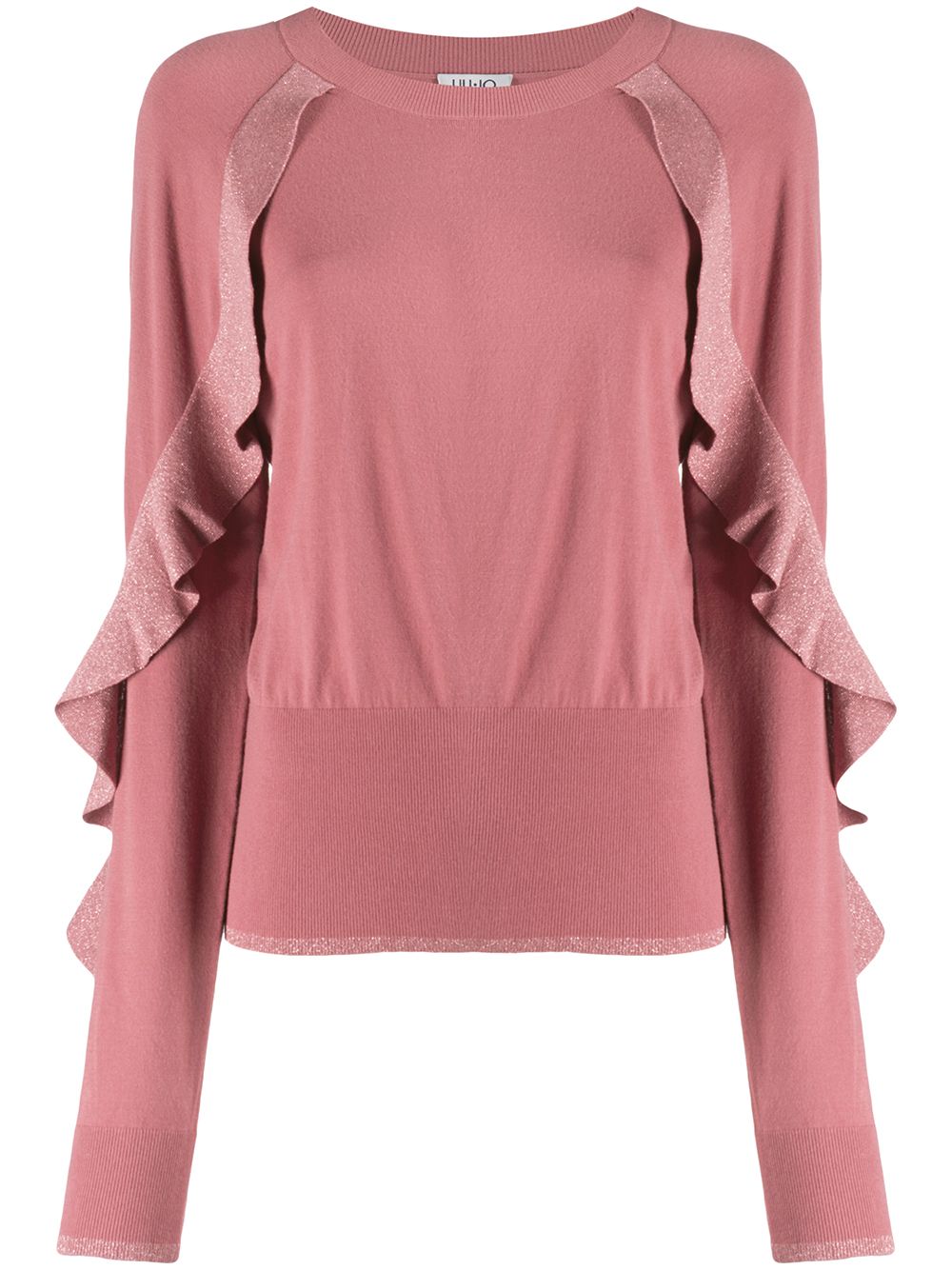 Liu •jo Ruffle-panelled Jumper In Pink