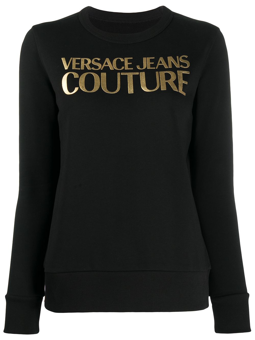 Shop Versace Jeans Couture Logo-print Cotton Sweatshirt In Black