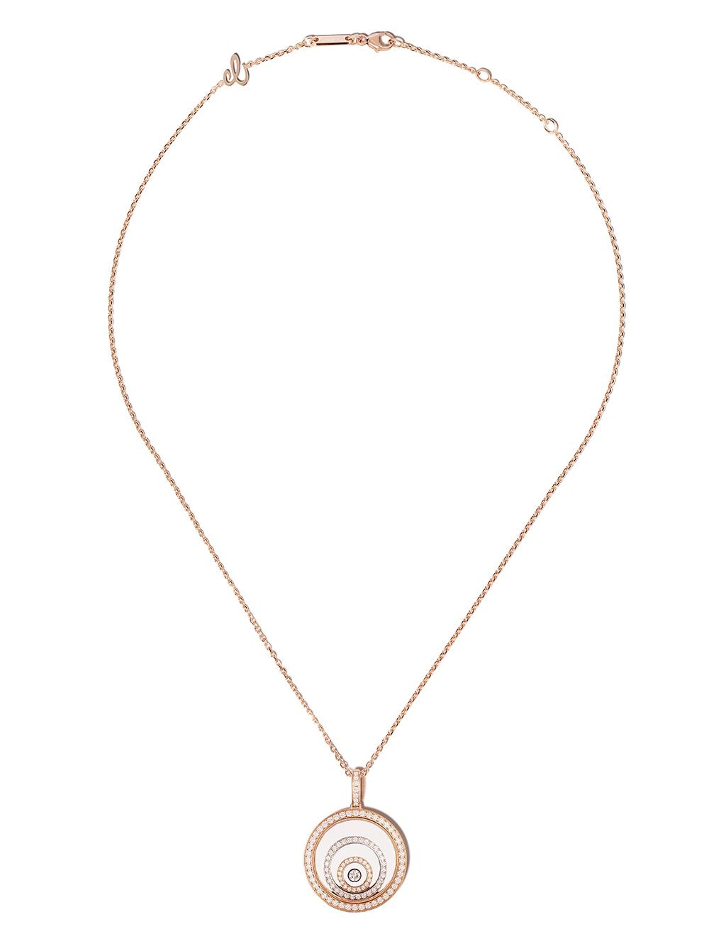 Chopard 18kt Rose And White Gold Diamond Happy Spirit Pendant Necklace In Pink