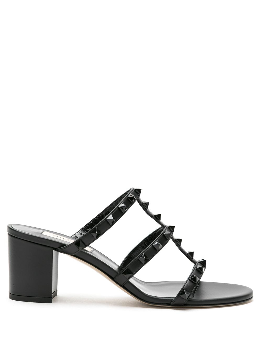 Shop Valentino Rockstud Strappy Block-heel Sandals In Black