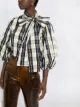 RedValentino بلوزة كاروهات بأكمام منفوشة