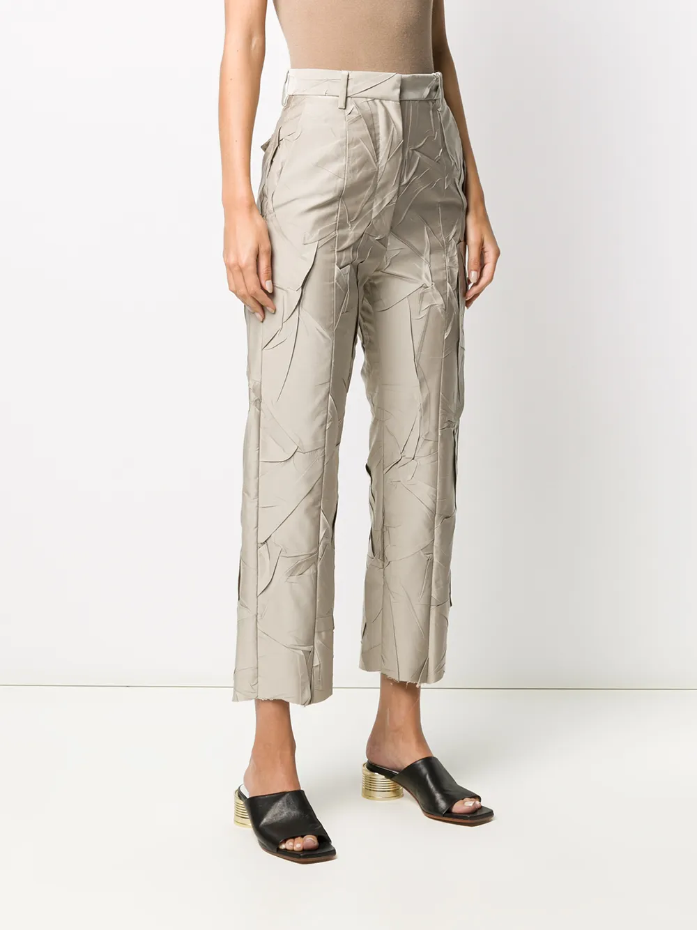 фото Mm6 maison margiela укороченные брюки с жатым эффектом