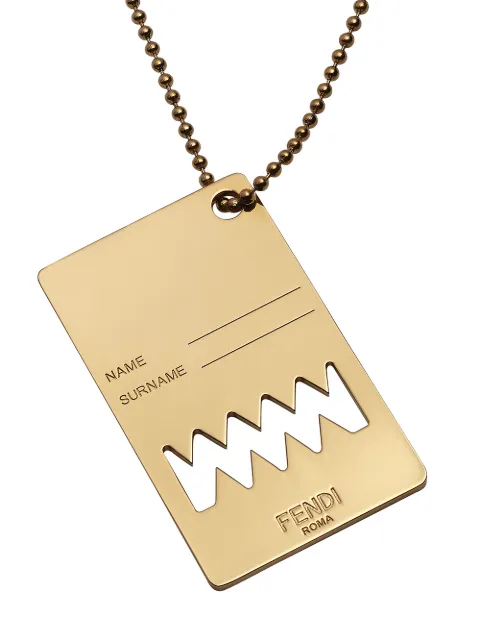Shop Fendi Bag Bugs tag necklace with 