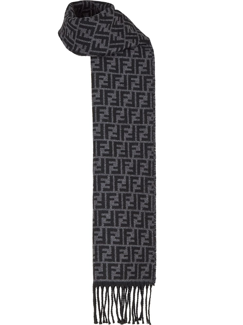 Fendi шарф с бахромой и узором FF Серый FXS366A4Z4 15859214