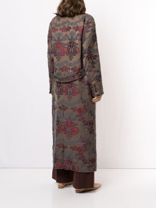 floral jacquard double breasted coat展示图